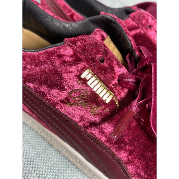 Puma Clyde Extra Butter Kings Of New York Mens sz 13 Burgundy Crushed Velvet main image 2